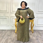 Luxury African Boubou Dress for Women – Classical Elegance Rhodochrosite Design with Folded Pleats - Free Delivery Worldwide only at Flexi Africa