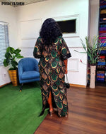 Buy Luxury African Long Gown – Sequin Embellished Caftan Dress with Floral Print and Slit for only $61.49 at Flexi Africa!