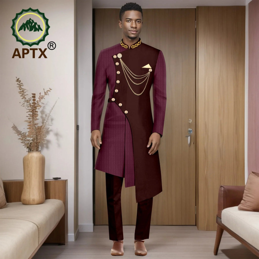 Men’s African Dashiki Suit Set – Modern Two - Piece Top & Pants Outfit - Free Delivery Worldwide only at Flexi Africa
