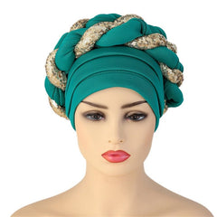 New Ready to Wear African Headtie Diamonds Glitter Women Turban Caps Bonnet Hats Female Autogeles - Flexi Africa - Shipping