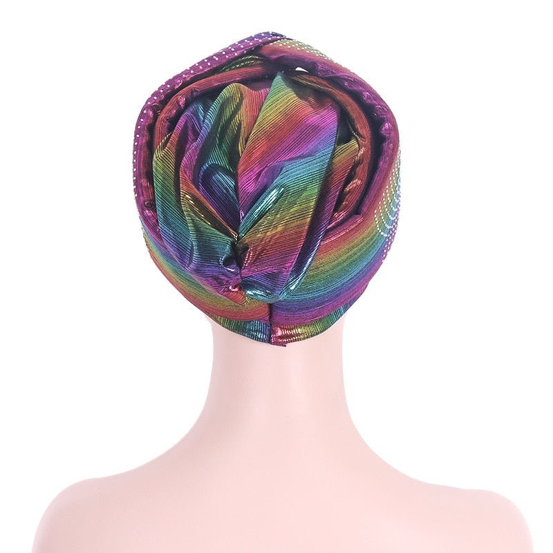 New Ready to Wear African Headtie Diamonds Glitter Women Turban Caps Bonnet Hats Female Autogeles - Flexi Africa - Shipping