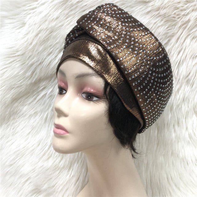 Nigerian Gele Headtie Auto Gele Turban Cap Brocade Fabric Organic Party Wedding- Flexi Africa offers Free Delivery Worldwide