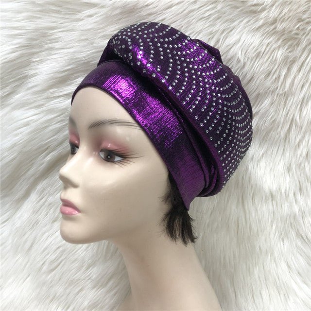 Nigerian Gele Headtie Auto Gele Turban Cap Brocade Fabric Organic Party Wedding- Flexi Africa offers Free Delivery Worldwide