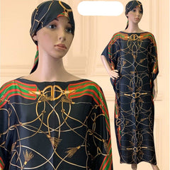 Oversized African Print Abaya Dress with Scarf - Loose, Long, and Fashionable for Women of All Sizes - Flexi Africa