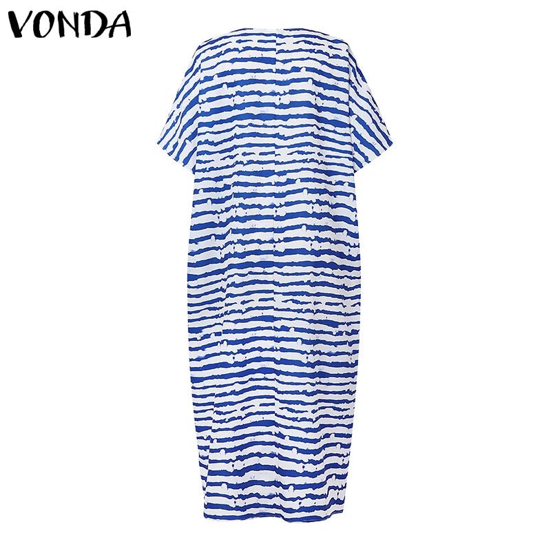 Buy Women Maxi Dress Summer Long Party Vestidos Vintage Printed Sundress Casual V-Neck Robe for only $21.49 at Flexi Africa!