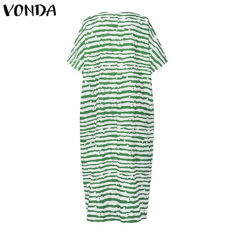 Buy Women Maxi Dress Summer Long Party Vestidos Vintage Printed Sundress Casual V-Neck Robe for only $21.49 at Flexi Africa!