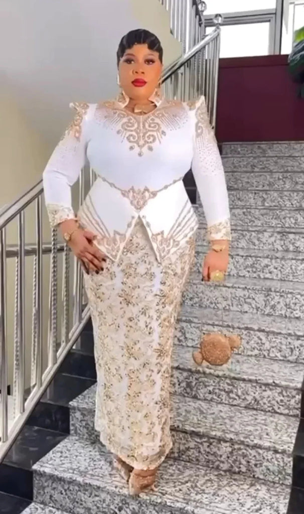 Plus Size African Ankara Long Evening Dress Elegant Women’s Wedding & Party Gown - Free Delivery Worldwide only at Flexi Africa