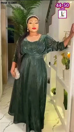 Plus Size African Evening Dress for Women Luxury Glitter Ankara Long Gown Wedding Party Wear - Free Delivery Worldwide only at Flexi Africa