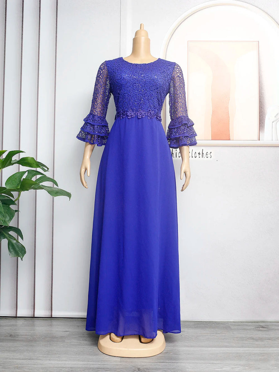 Plus Size African Party Dresses for Women 2025 New Fashion Dashiki Ankara Lace Wedding Gowns Elegant Turkey Muslim Maxi Dress - Free Delivery Worldwide only at Flexi Africa