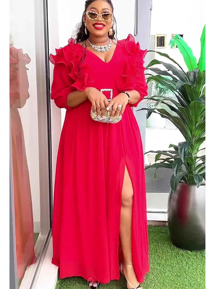 Plus Size African Party Dresses for Women Summer Fashion Chiffon Evening Gown Elegant Maxi Long Dress - Free Delivery Worldwide only at Flexi Africa