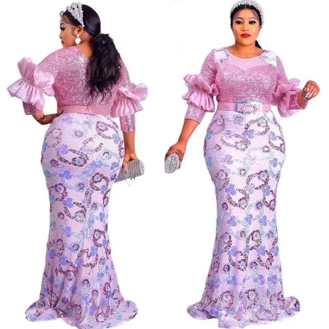 Plus Size African Party Long Dresses for Women New Dashiki Ankara Sequin Evening Gowns Outfits Robe Africa Clothing - Flexi Africa - Flexi Africa offers Free Delivery Worldwide - Vibrant African traditional clothing showcasing bold prints and intricate designs