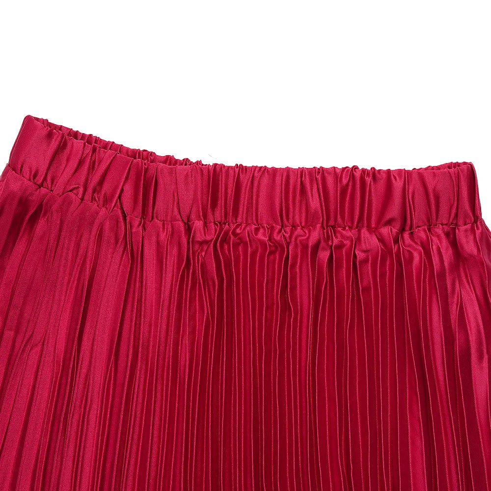 Plus Size African Wedding Outfit – Red Lace Top & Elegant Pleated Maxi Skirt Set - Free Delivery Worldwide only at Flexi Africa