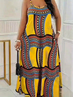 Plus Size Elegant Printed Maxi Dress with Straps & Pockets – Spring Summer Style - Free Delivery Worldwide only at Flexi Africa