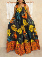 Plus Size Geometric Print Sleeveless Tunic Dress – Square Neck Loose Casual Spring & Fall Fashion - Free Delivery Worldwide only at Flexi Africa