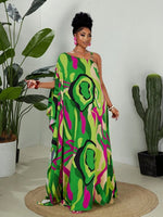 Plus Size Striped Maxi Dress for Women – Off - Shoulder Beach & Resort Style - Free Delivery Worldwide only at Flexi Africa