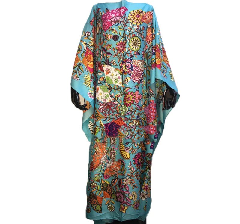 Popular Kuwait Printed мусульманская мода Silk Bohemian lady maxi dresses african dress women Plus size Summer Kaftan full dress - Free Delivery Worldwide only at Flexi Africa