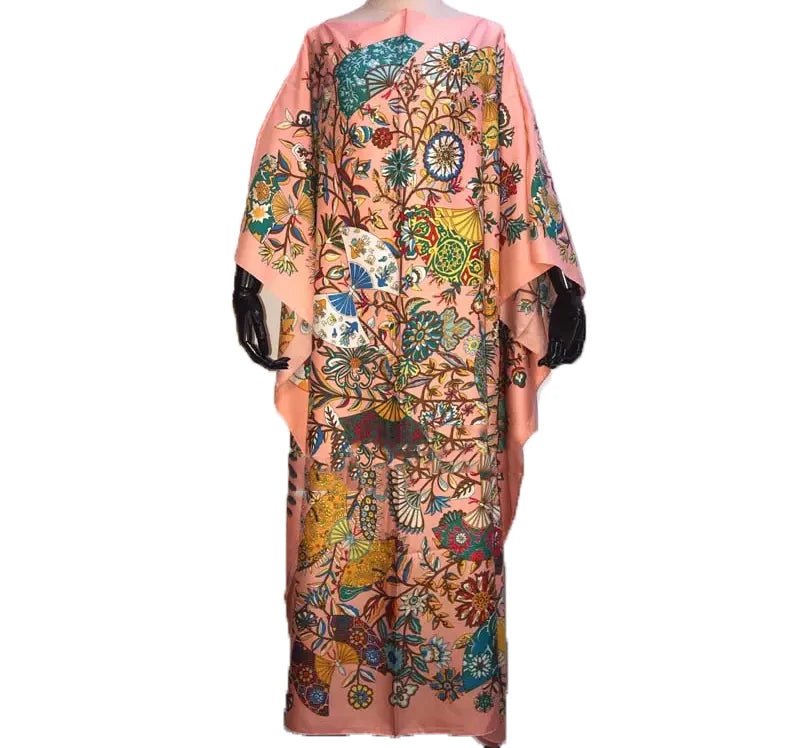 Popular Kuwait Printed мусульманская мода Silk Bohemian lady maxi dresses african dress women Plus size Summer Kaftan full dress - Free Delivery Worldwide only at Flexi Africa