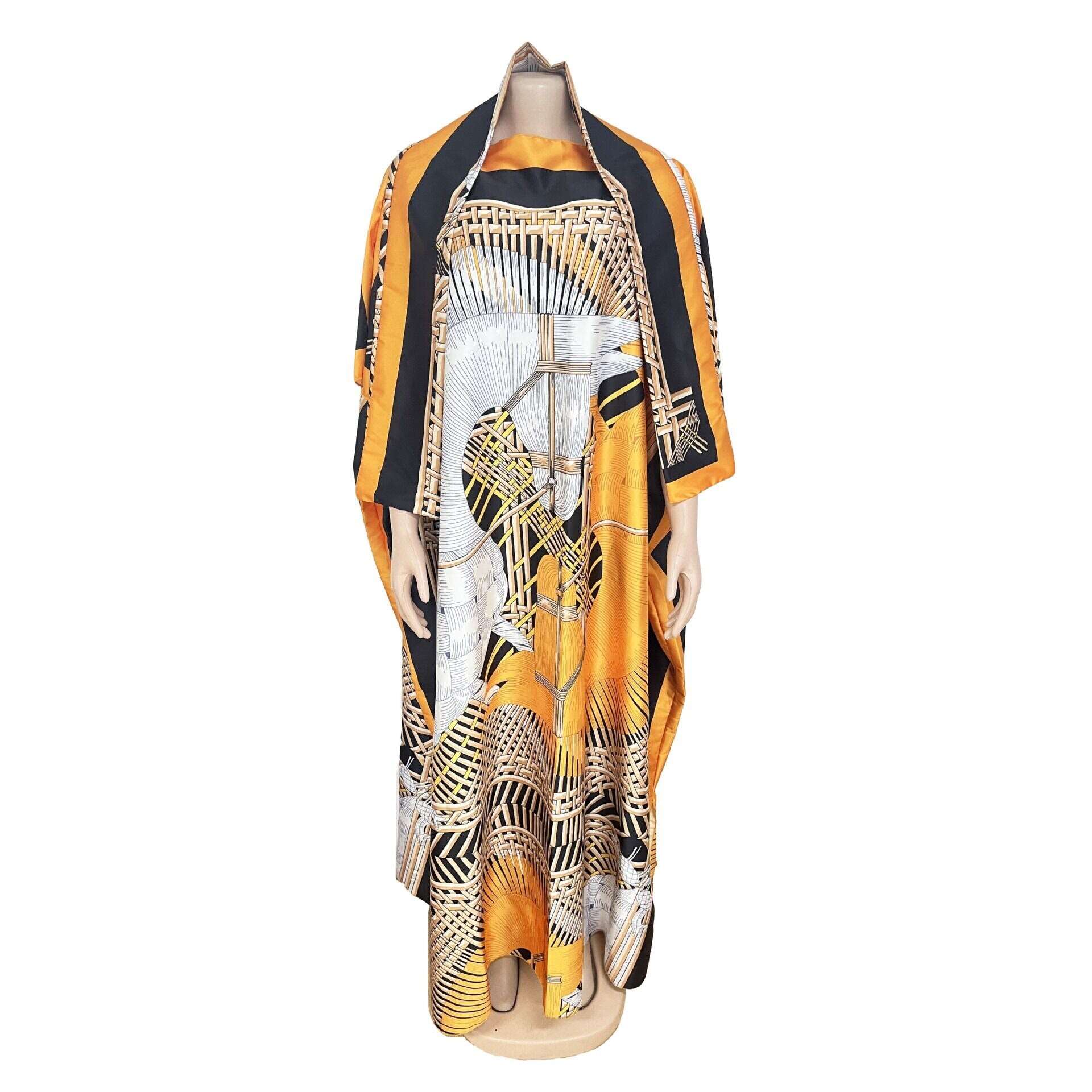 Printed Long Dress: Embrace Elegance and Culture - Flexi Africa - Free Delivery Worldwide only at www.flexiafrica.com