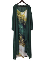 Printed V - 2PC- Women's Suspender Maxi Dress & Long Sleeve Cardigan - Free Delivery Worldwide only at Flexi Africa