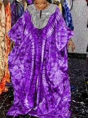 Ramadan All Over Print Sequin Neck Kaftan Dress, Modest Loose Maxi Length Kaftan - Free Delivery Worldwide only at Flexi Africa