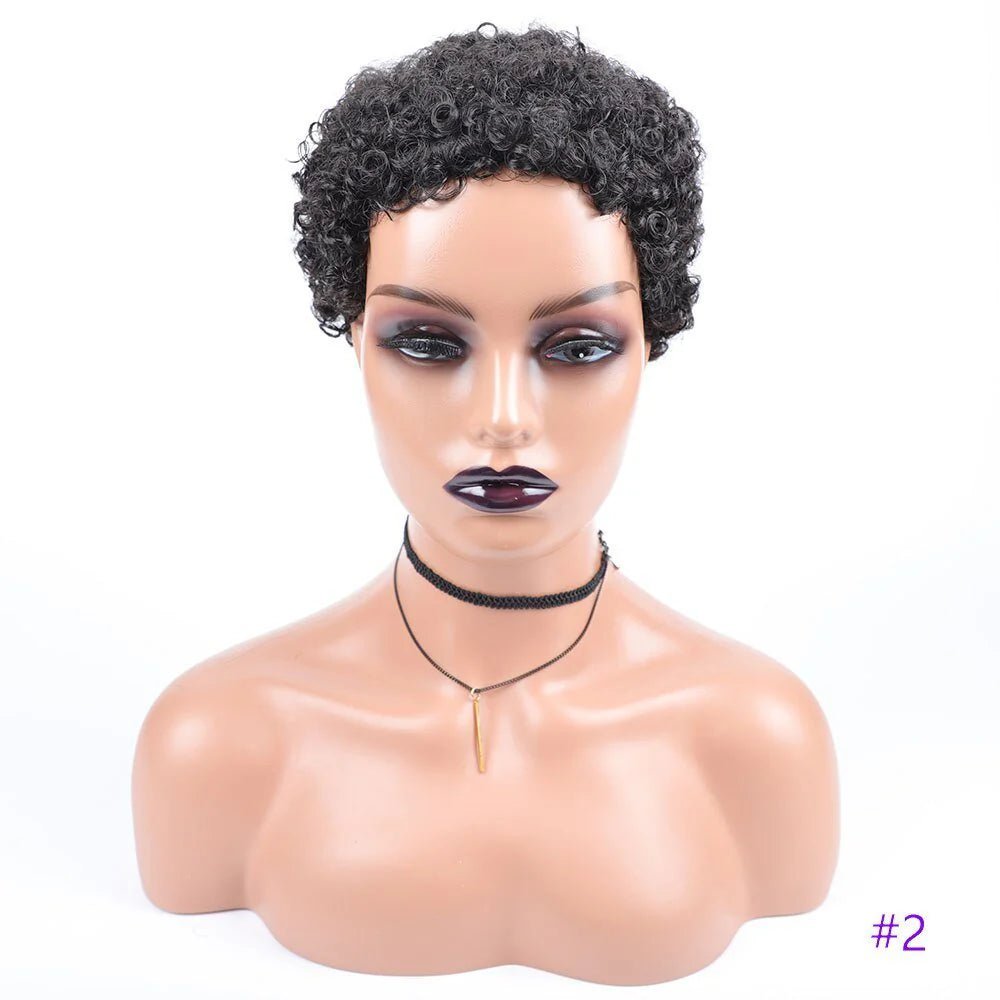 Short Afro Curly Synthetic Hair Wigs for Black Women Pixie Cut Wigs with Thin Hair - Free Delivery Worldwide only at Flexi Africa