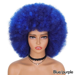 Short Fluffy Afro Kinky Curly Wig with Bangs: Synthetic Ombre Glueless Wig - Flexi Africa - Free Delivery www.flexiafrica.com