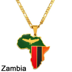 Showcase Your African Roots with Our Hip - hop Africa Map Pendant Necklace - Free Delivery Worldwide only at Flexi Africa