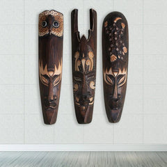 Solid Wood African Mask: Wall Hanging Woodcut Decoration for Bars and Restaurants - Free Delivery Worldwide only at Flexi Africa