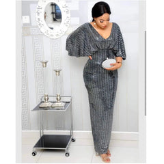 Sophisticated Plus Size Long Dress in Elegant African Style for Women - Flexi Africa - Free Delivery www.flexiafrica.com