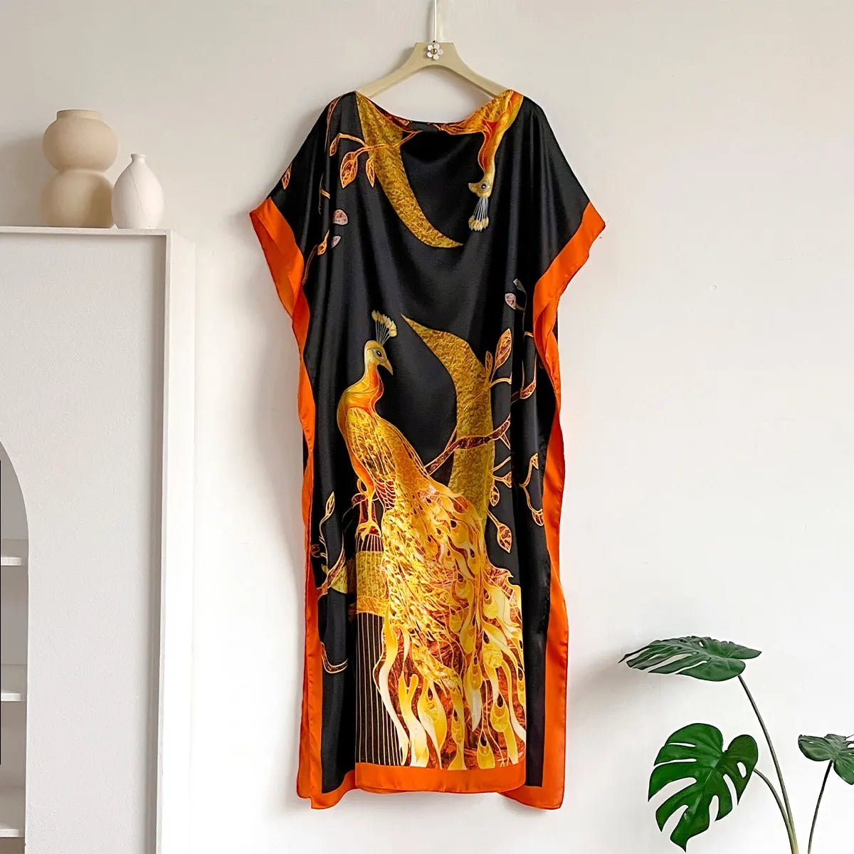 Spring and Summer Fashion African Dresses For Women Elegant Printed Silk Muslim Lady Kaftan Dress Sun Protection Kuwait Abaya - Free Delivery Worldwide only at Flexi Africa