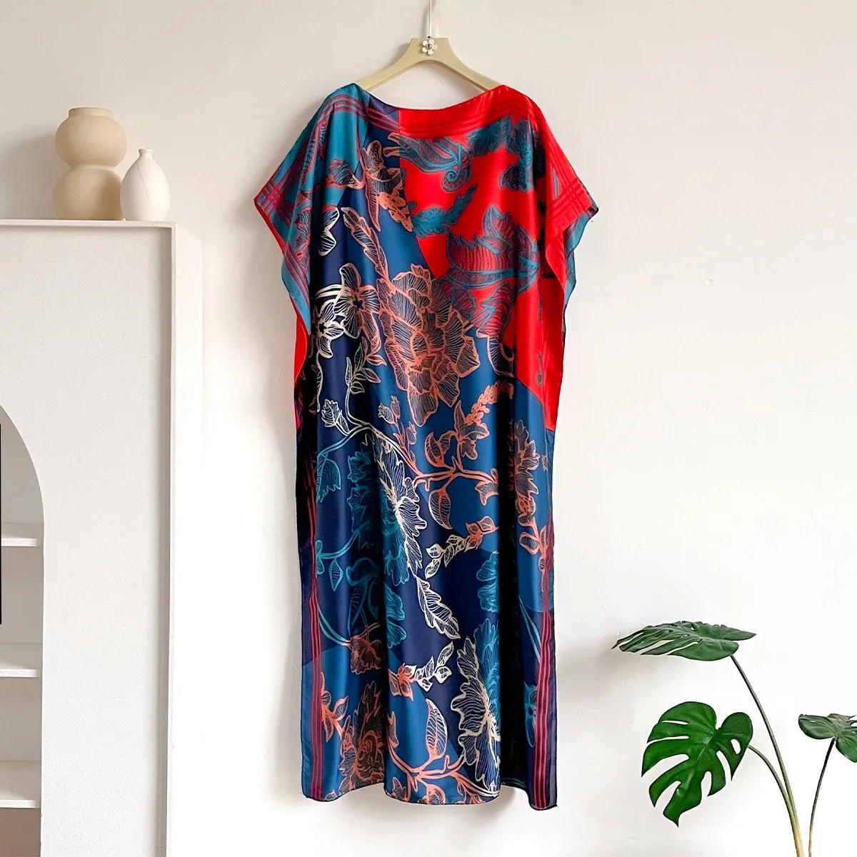 Spring and Summer Fashion African Dresses For Women Elegant Printed Silk Muslim Lady Kaftan Dress Sun Protection Kuwait Abaya - Free Delivery Worldwide only at Flexi Africa