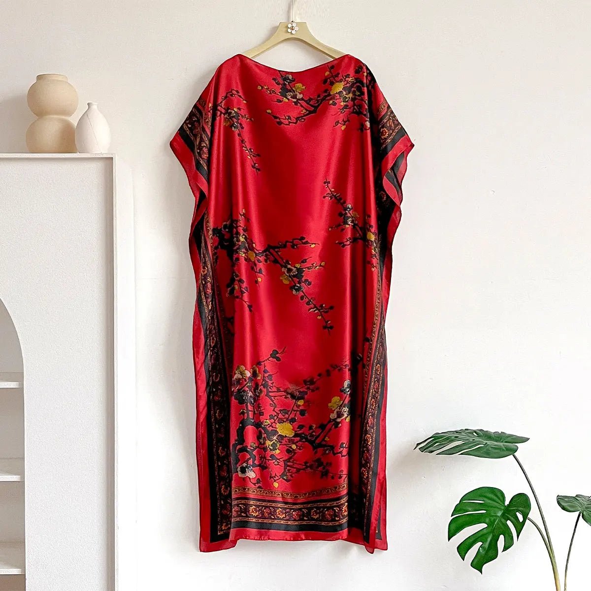 Spring and Summer Fashion African Dresses For Women Elegant Printed Silk Muslim Lady Kaftan Dress Sun Protection Kuwait Abaya - Free Delivery Worldwide only at Flexi Africa