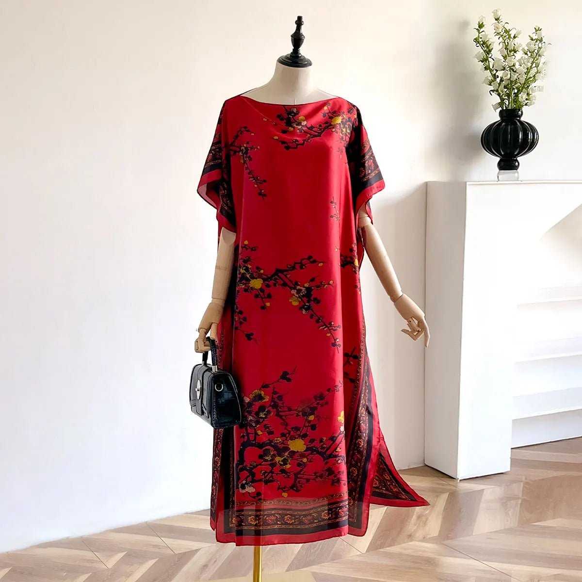 Spring and Summer Fashion African Dresses For Women Elegant Printed Silk Muslim Lady Kaftan Dress Sun Protection Kuwait Abaya - Free Delivery Worldwide only at Flexi Africa