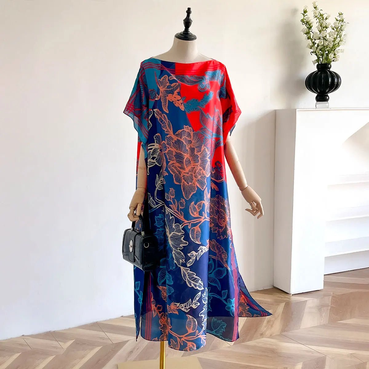 Spring and Summer Fashion African Dresses For Women Elegant Printed Silk Muslim Lady Kaftan Dress Sun Protection Kuwait Abaya - Free Delivery Worldwide only at Flexi Africa