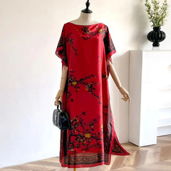 Spring and Summer Fashion African Dresses For Women Elegant Printed Silk Muslim Lady Kaftan Dress Sun Protection Kuwait Abaya - Free Delivery Worldwide only at Flexi Africa
