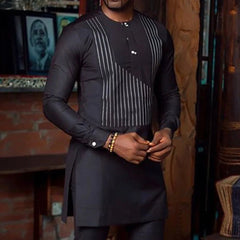 Spring/Summer Dashiki T-Shirt for Men – Long Sleeve African Print Top, Plus Size M–4XL - Free Delivery Worldwide only at Flexi Africa