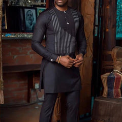 Spring/Summer Dashiki T-Shirt for Men – Long Sleeve African Print Top, Plus Size M–4XL - Free Delivery Worldwide only at Flexi Africa