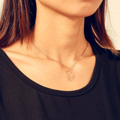 Stainless Steel Africa Map Necklaces: Choker Chain with Hollow Map Pendant - Flexi Africa - www.flexiafrica.com