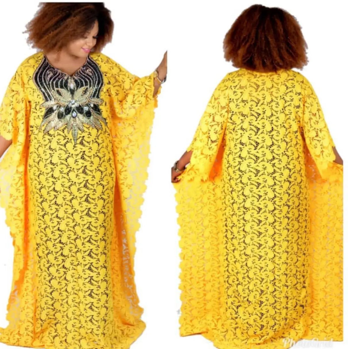 Stylish Plus Size Long Lace Dress: Perfect for Spring and Autumn Fashion with a Touch of Elegance - Free Delivery Worldwide only at Flexi Africa