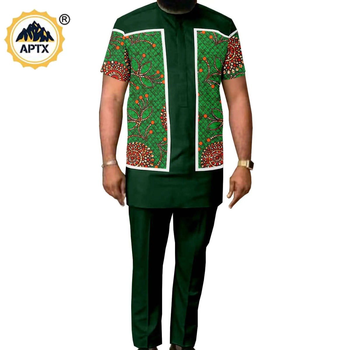 Summer African Couple Outfit – Puff Sleeve Dress for Women with Matching Men’s Bazin Riche Suit - Free Delivery Worldwide only at Flexi Africa