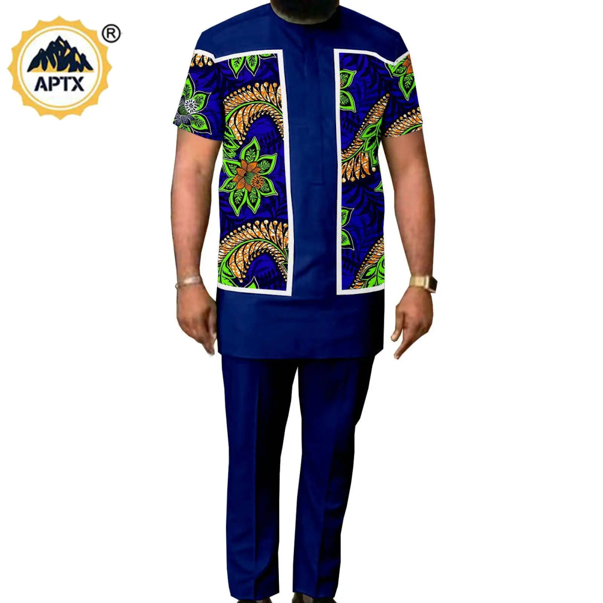 Summer African Couple Outfit – Puff Sleeve Dress for Women with Matching Men’s Bazin Riche Suit - Free Delivery Worldwide only at Flexi Africa