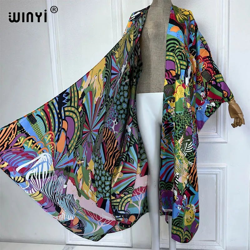 Summer Fashion: Boho Printed Batwing Sleeve Kimonos & Maxi Cardigan Pant Sets for Women - Flexi Africa - Free Delivery Worldwide only at www.flexiafrica.com