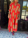 Tiger Print Sleeve Long Dress, Lapel Shirt Dress, Button Closure - Free Delivery Worldwide only at Flexi Africa