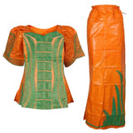 Traditional African Bazin Dress for Women – Embroidered Robe, Elegant Wedding & Party Attire - Free Delivery Worldwide only at Flexi Africa