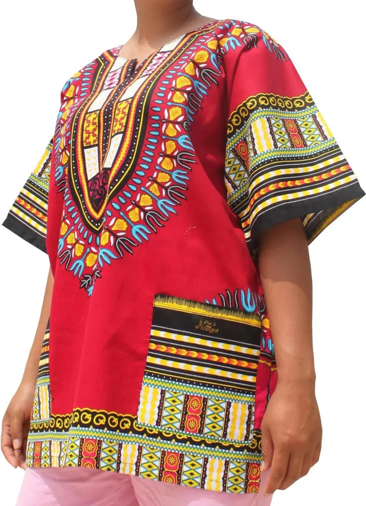 Unisex African Dashiki Cotton Shirt – Boho Hippie Festival Top, 60s 70s Retro Bohemian Style - Free Delivery Worldwide only at Flexi Africa