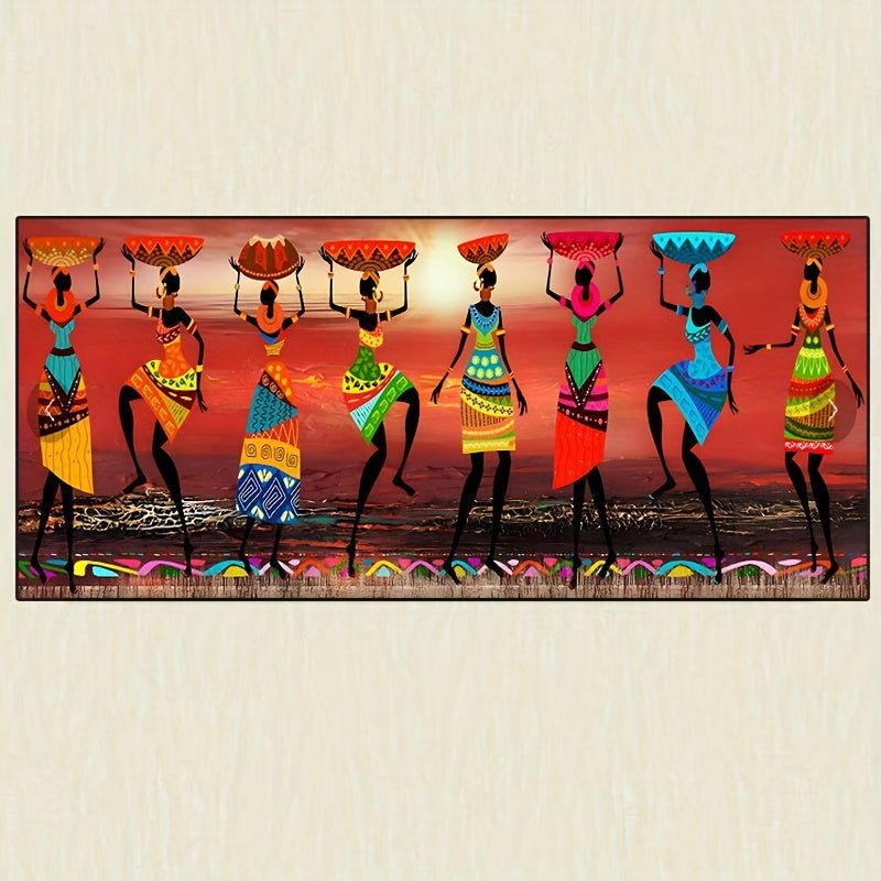 Vibrant African Dancers Canvas Wall Art – Frameless Cultural Home Décor (15.7"x47.2") - Free Delivery Worldwide only at Flexi Africa