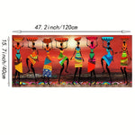 Vibrant African Dancers Canvas Wall Art – Frameless Cultural Home Décor (15.7"x47.2") - Free Delivery Worldwide only at Flexi Africa