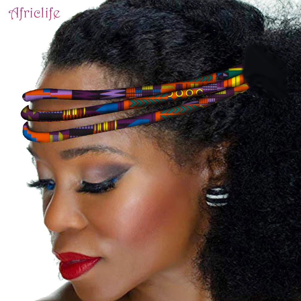 Vibrant Afrocentric Headband: Handmade African Wax Print with Colorful Kente Design - Flexi Africa - Free Delivery Worldwide