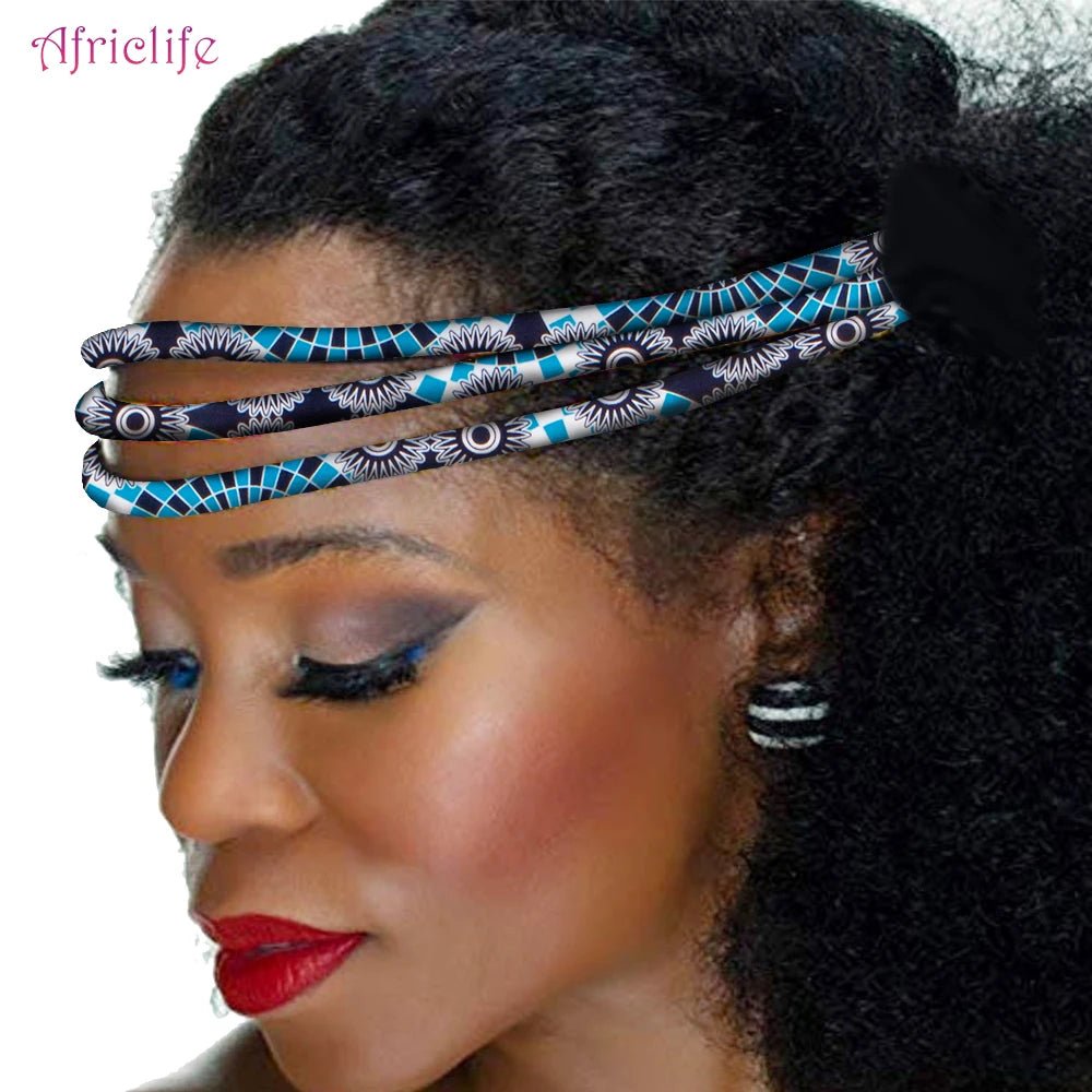 Vibrant Afrocentric Headband: Handmade African Wax Print with Colorful Kente Design - Flexi Africa - Free Delivery Worldwide