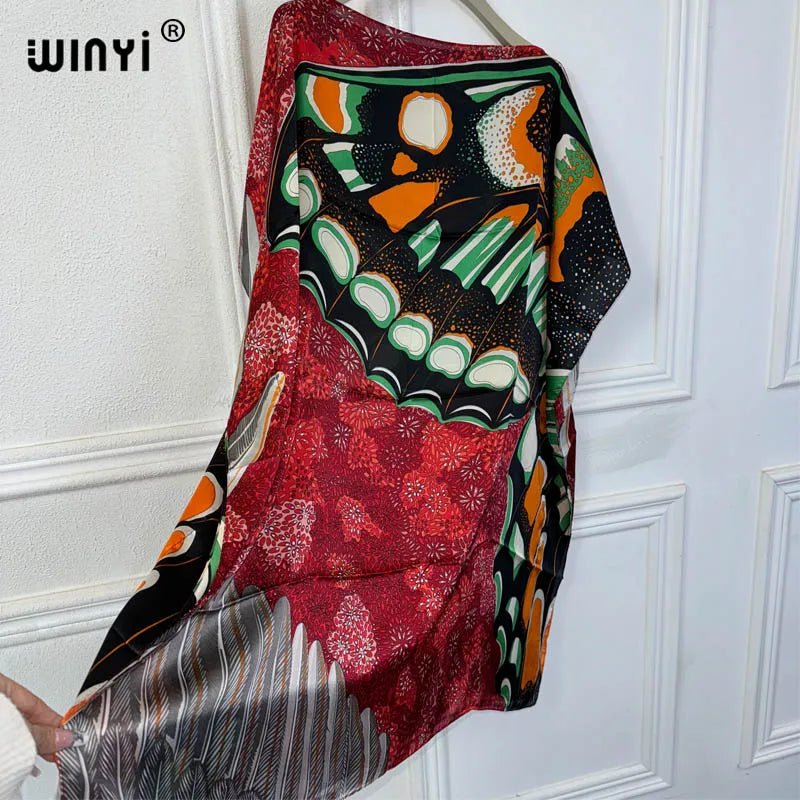 WINYI holiday dress Summer sexy african oversize dress BOHO print beach wear women Loose Femme Robe Muslim فستان beach cover ups - Free Delivery Worldwide only at Flexi Africa